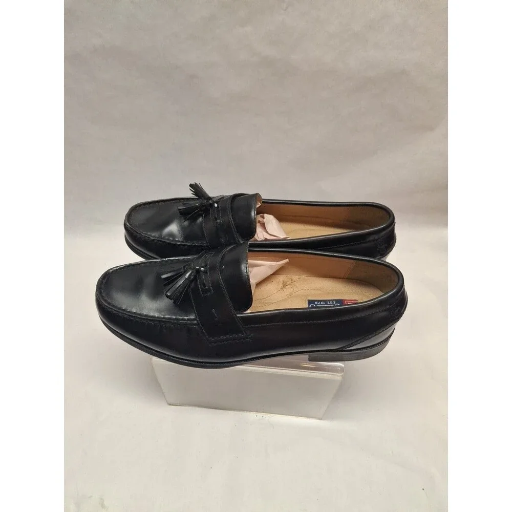 CHAPS Mens Loafer Dress Shoes Black 0968334 Leather Kiltie Tassel Slip On 12M